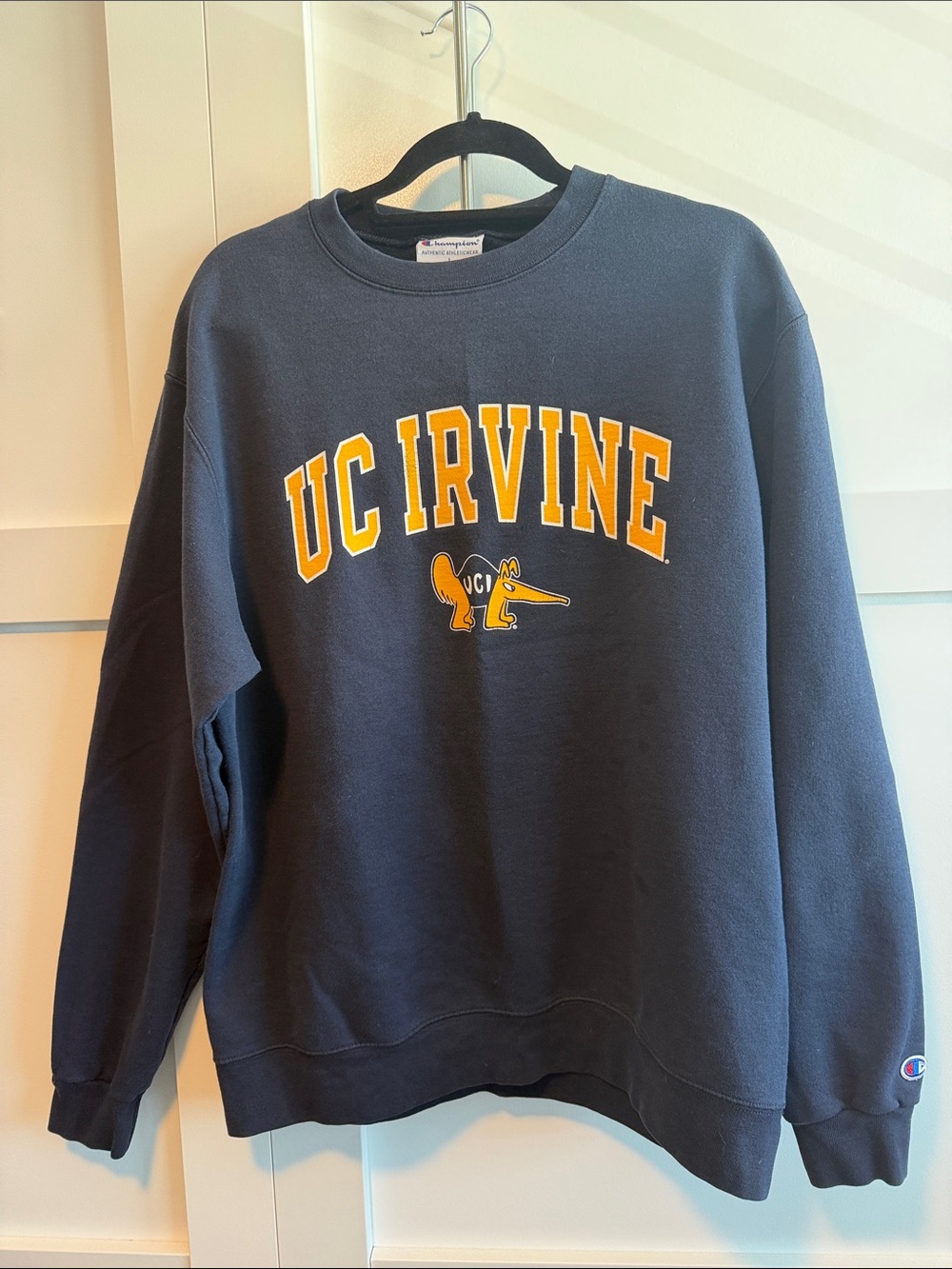 Champion Navy UC Irvine Crewneck Sweatshirt with Gold Lettering